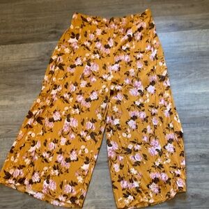 American Eagle Outfitters Earthy Floral Palazzo Capri Pants